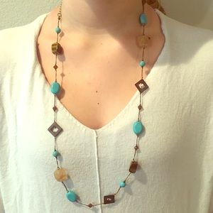 Turquoise, cream and brown necklace